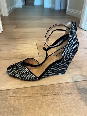 Seychelles Black and White Polka-Dot Ankle-Strap Heels